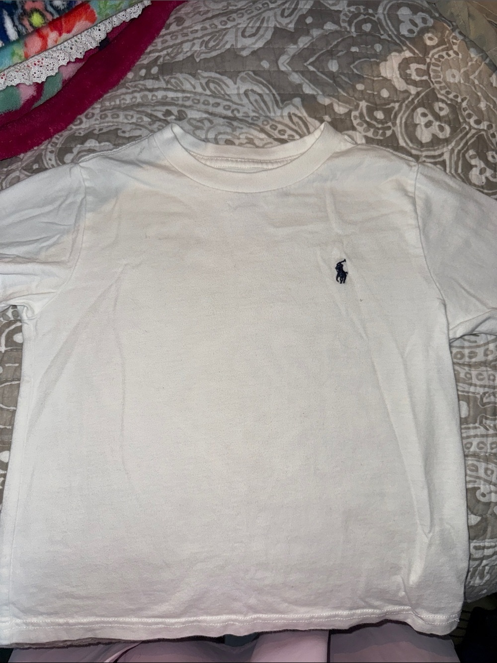 Polo by Ralph Lauren White Crewneck Short-Sleeve Tee with Navy Pony